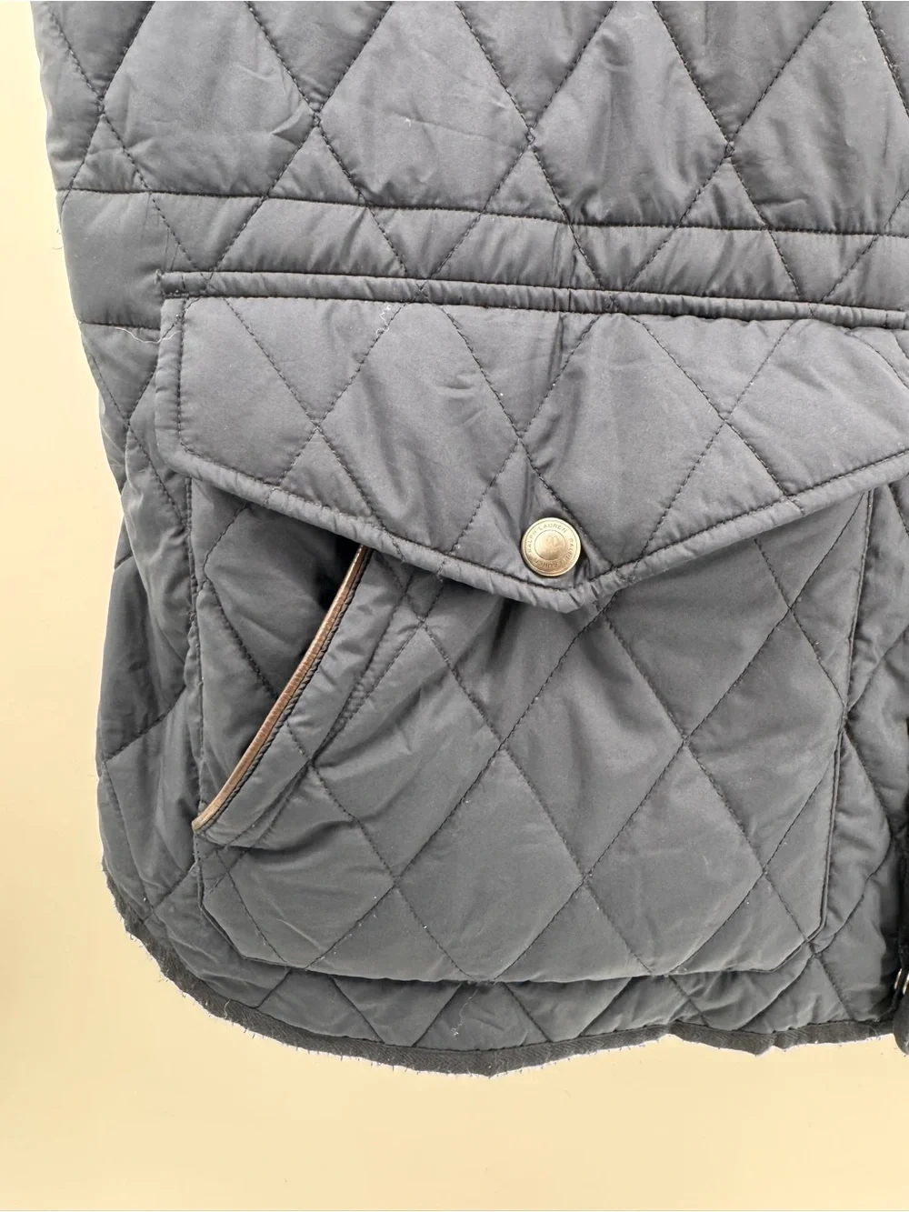 Polo Ralph Lauren Iconic Quilted Vest 2XLT Big Tall Navy Leather Trim
